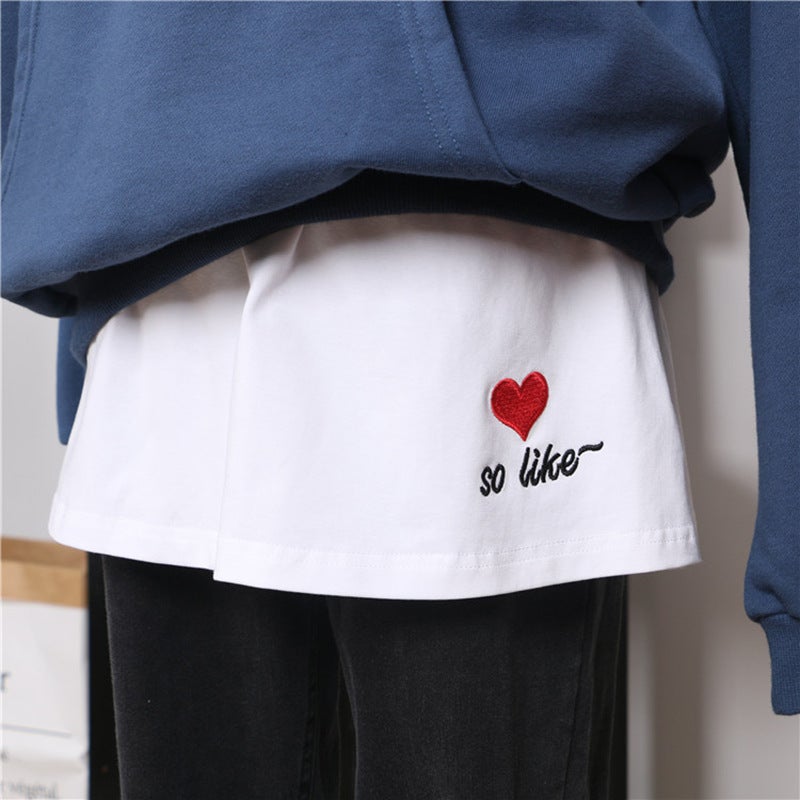 Layered Sweater Skirt with Split Hem Love - Image 1