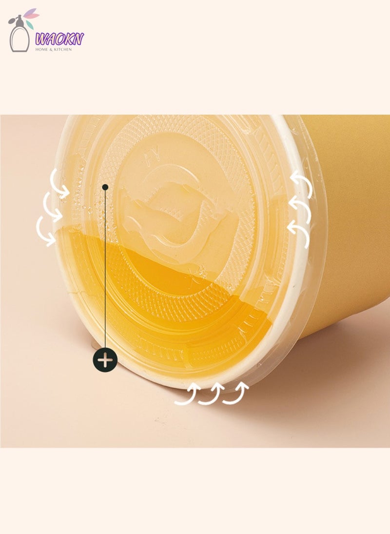 دبليو أيه أو كي أن 50 قطعة من الورق القابل للتصرف وعاء مع غطاء ، سميكة الخشب ولب الورق مربع الغذاء ، وارتفاع الصنوبر ورقة مربع التعبئة والتغليف ، 680ml - Image 5