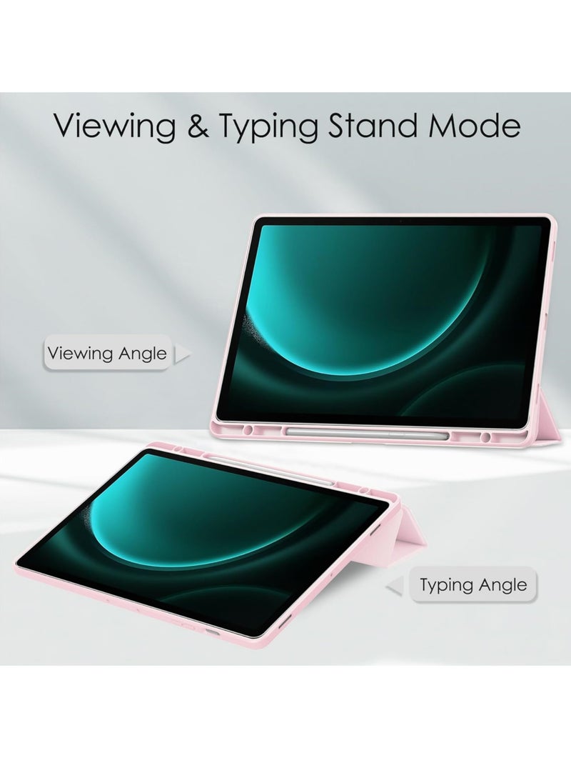 Hybrid Slim Case for Samsung Galaxy Tab S10 Plus 2024/ S9 Plus/ S9 FE Plus 5G 12.4 Inch 2023 with S Pen Holder, Shockproof Cover with Clear Transparent Back Shell, Auto Wake/Sleep