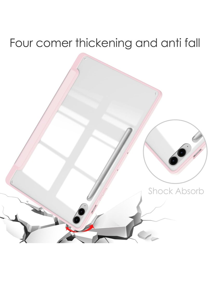 Hybrid Slim Case for Samsung Galaxy Tab S10 Plus 2024/ S9 Plus/ S9 FE Plus 5G 12.4 Inch 2023 with S Pen Holder, Shockproof Cover with Clear Transparent Back Shell, Auto Wake/Sleep