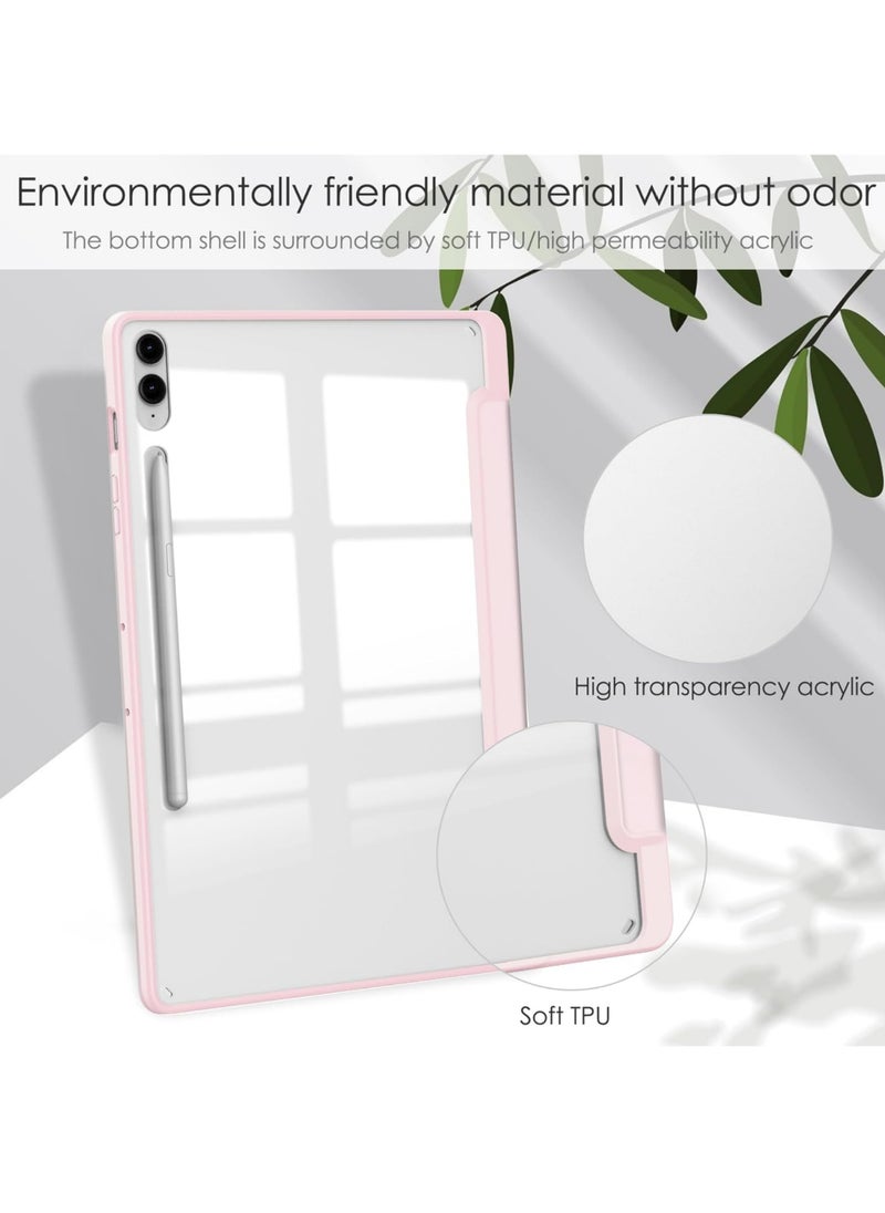 Hybrid Slim Case for Samsung Galaxy Tab S10 Plus 2024/ S9 Plus/ S9 FE Plus 5G 12.4 Inch 2023 with S Pen Holder, Shockproof Cover with Clear Transparent Back Shell, Auto Wake/Sleep