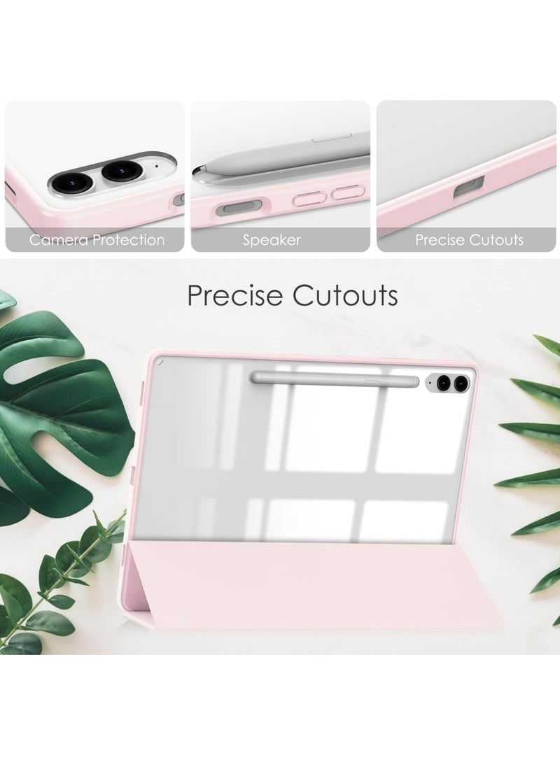 Hybrid Slim Case for Samsung Galaxy Tab S10 Plus 2024/ S9 Plus/ S9 FE Plus 5G 12.4 Inch 2023 with S Pen Holder, Shockproof Cover with Clear Transparent Back Shell, Auto Wake/Sleep