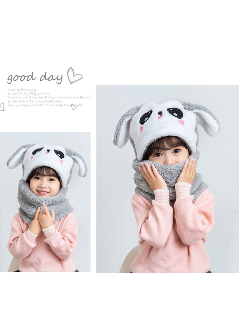 Excefore Kids Winter Hat, 2 in 1 Kids Winter Warm Scarf Hat   Plush Rabbit Cap Kids Balaclava Soft Breathable for Boys and Girls Outdoor Leisure and Warm(4-7 years) - Image 2