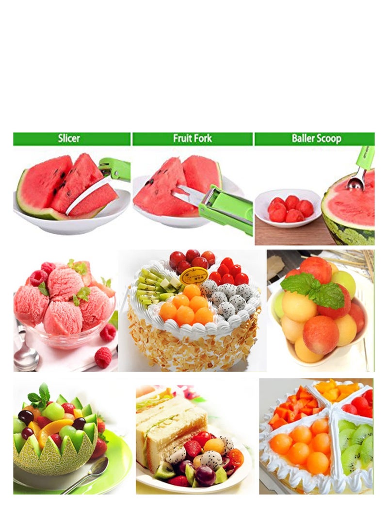 KASTWAVE Watermelon Slicer Cutter with Melon Baller Scoop Set, Portable Stainless Steel Watermelon Cutter, Suitable for Home Party Kitchen Tools and Gadgets - Image 4