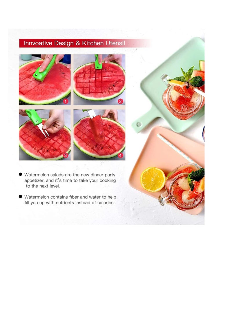 KASTWAVE Watermelon Slicer Cutter with Melon Baller Scoop Set, Portable Stainless Steel Watermelon Cutter, Suitable for Home Party Kitchen Tools and Gadgets - Image 2