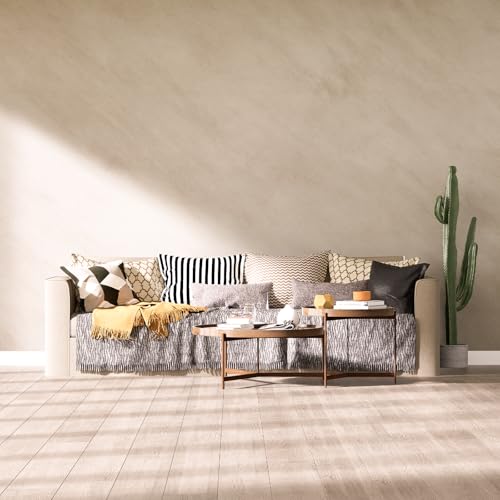 Bumoo Beige Peel and Stick Wallpaper 16" x 590" Cream and Greige Concrete Contact Paper PVC self-Adhesive Waterproof Matte limewash Vinyl Removable Living Room Kitchen Bathroom Dorm Gym - Image 1