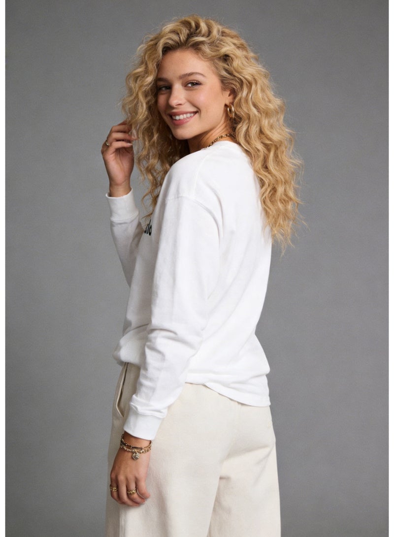 Alo loose casual long sleeved round neck T-shirt - a couple's shirt suitable for both men and women, 100% pure cotton 250G sports shirt with logo, casual and fashionable Chinese street wear - Image 5