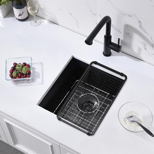 ZDHHT 18 Black Undermount Kitchen Bar Sink, ZDHHT 18 x 16 x 9 Inches Black Stainless Steel Small Sink Bar Prep Sink Outdoor Laundry Sink RV - Image 3