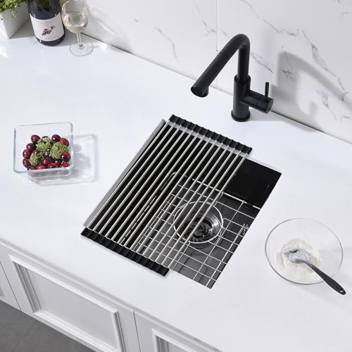 ZDHHT 18 Black Undermount Kitchen Bar Sink, ZDHHT 18 x 16 x 9 Inches Black Stainless Steel Small Sink Bar Prep Sink Outdoor Laundry Sink RV - Image 2