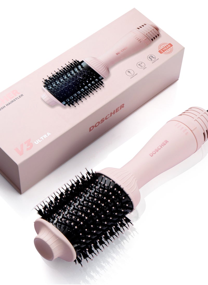 DOSCHER - Oval Barrel Blow Hair Dryer Brush & Hot Air Brush in One - 1300W Hair Styler for Smooth, Frizz-Free Results, Pink Volumizer Dryer with Negative Ion,Works on All Hair Types - Image 1