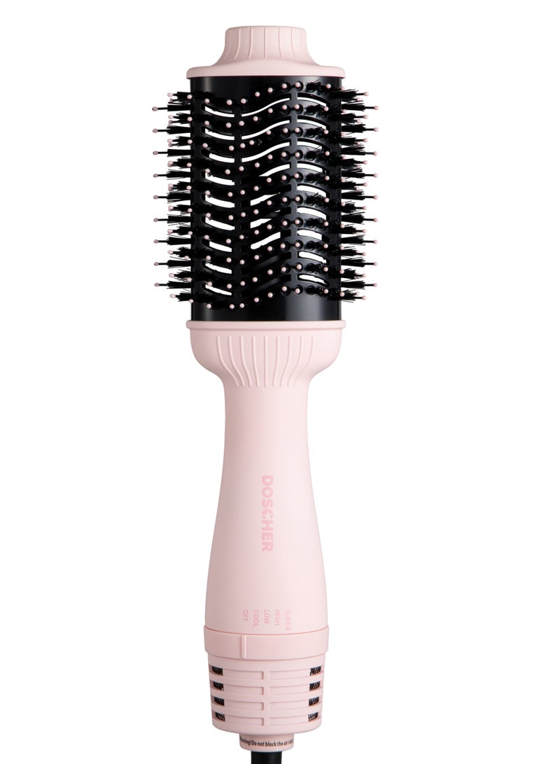 DOSCHER Oval Barrel Blow Hair Dryer Brush & Hot Air Brush in One - 1300W Hair Styler for Smooth, Frizz-Free Results, Pink Volumizer Dryer with Negative Ion,Works on All Hair Types - Image 1