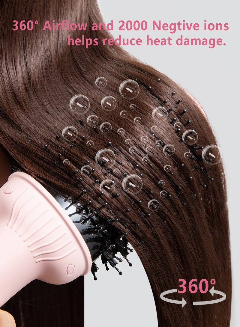 DOSCHER Oval Barrel Blow Hair Dryer Brush & Hot Air Brush in One - 1300W Hair Styler for Smooth, Frizz-Free Results, Pink Volumizer Dryer with Negative Ion,Works on All Hair Types - Image 3