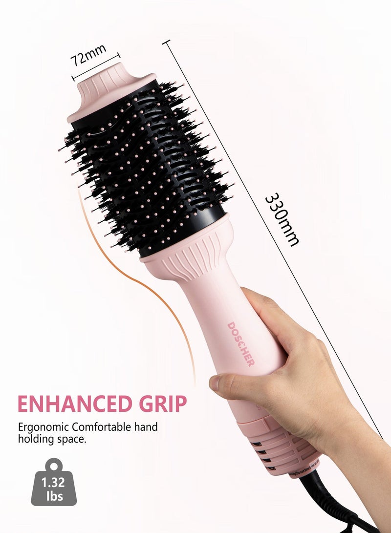 DOSCHER Oval Barrel Blow Hair Dryer Brush & Hot Air Brush in One - 1300W Hair Styler for Smooth, Frizz-Free Results, Pink Volumizer Dryer with Negative Ion,Works on All Hair Types - Image 5