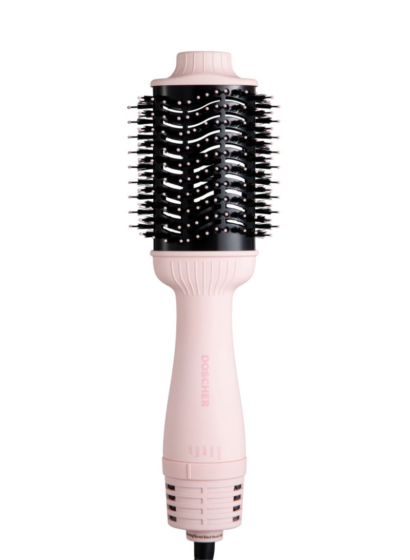 DOSCHER Oval Barrel Blow Hair Dryer Brush & Hot Air Brush in One - 1300W Hair Styler for Smooth, Frizz-Free Results, Pink Volumizer Dryer with Negative Ion,Works on All Hair Types - Image 1