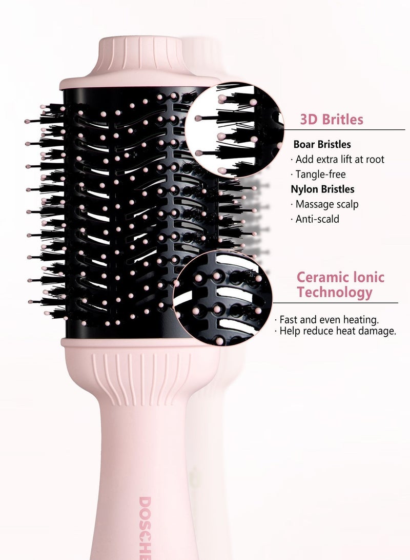 DOSCHER Oval Barrel Blow Hair Dryer Brush & Hot Air Brush in One - 1300W Hair Styler for Smooth, Frizz-Free Results, Pink Volumizer Dryer with Negative Ion,Works on All Hair Types - Image 4