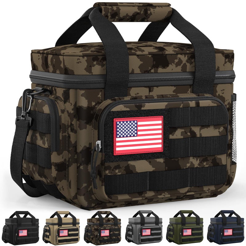 HOTOR Lunch Box for Men & Women - Insulated Lunch Bag with Multiple Pockets, Tactical Cooler Bag for Work, Hiking, Camping, Fishing, Travel, Camouflage Brown, 11.0" x 8.3" x 7.1" - Image 1