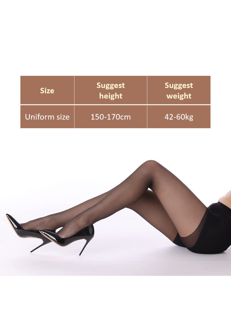SUNSAR 3pcs Pantyhose for Women 20 Denier High Waist Sheer Tights (Black) - Image 2