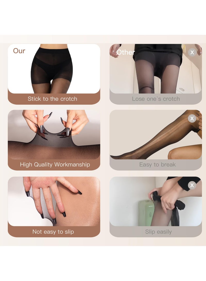 SUNSAR 3pcs Pantyhose for Women 20 Denier High Waist Sheer Tights (Black) - Image 3