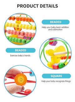 GROIC Bead Maze Toy Deer Beaded Toy Wooden Colored Roller Coaster Toy Children's Sliding Ball Twisting Training Early Childhood Educational Toys Montessori Toys  - Image 5