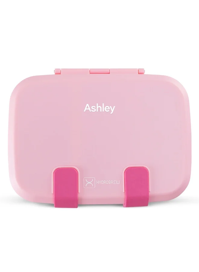 هيدروبرو Hydrobrew Personalized Steel Core Bento Stainless Steel Lunch Box – 839ml, 2 Compartment-Rose Silk
