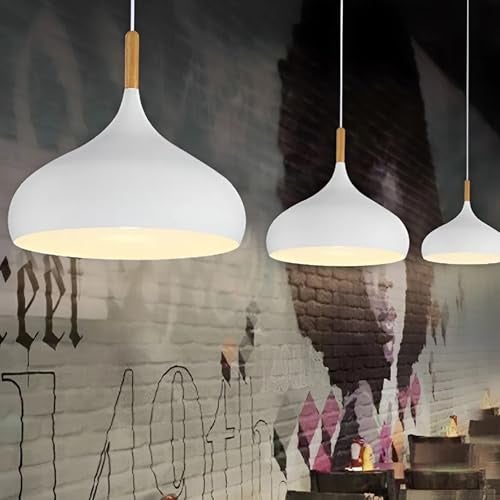 twixle Aluminium Ceiling Light, Circular Shape Hanging Light for Dining Table, Living Room, Bedroom, Restaurant, Office, Cafe, White Pendant Lamp (White Pendant)(Bulb Not Included) (Pack of 1) - Image 3