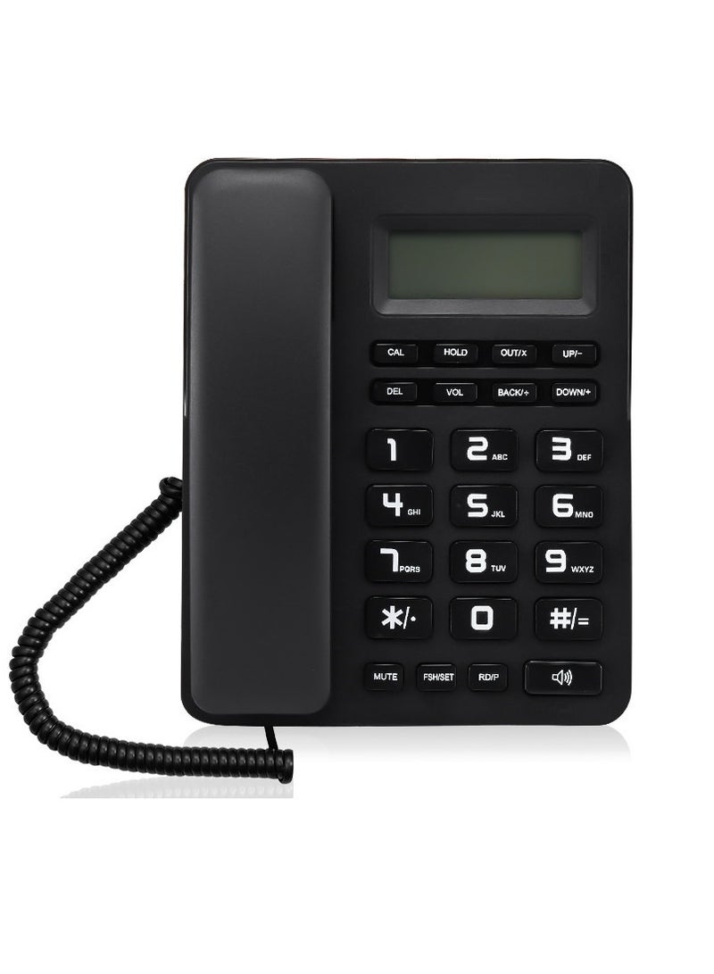 Black Corded Telephone Wired Desk Landline Phone with LCD Display Caller ID/Call Waiting Speakerphone Calculator Function Ringer Melodies Volume Adjustment for Hotel Office Business Home