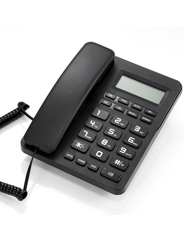 Black Corded Telephone Wired Desk Landline Phone with LCD Display Caller ID/Call Waiting Speakerphone Calculator Function Ringer Melodies Volume Adjustment for Hotel Office Business Home