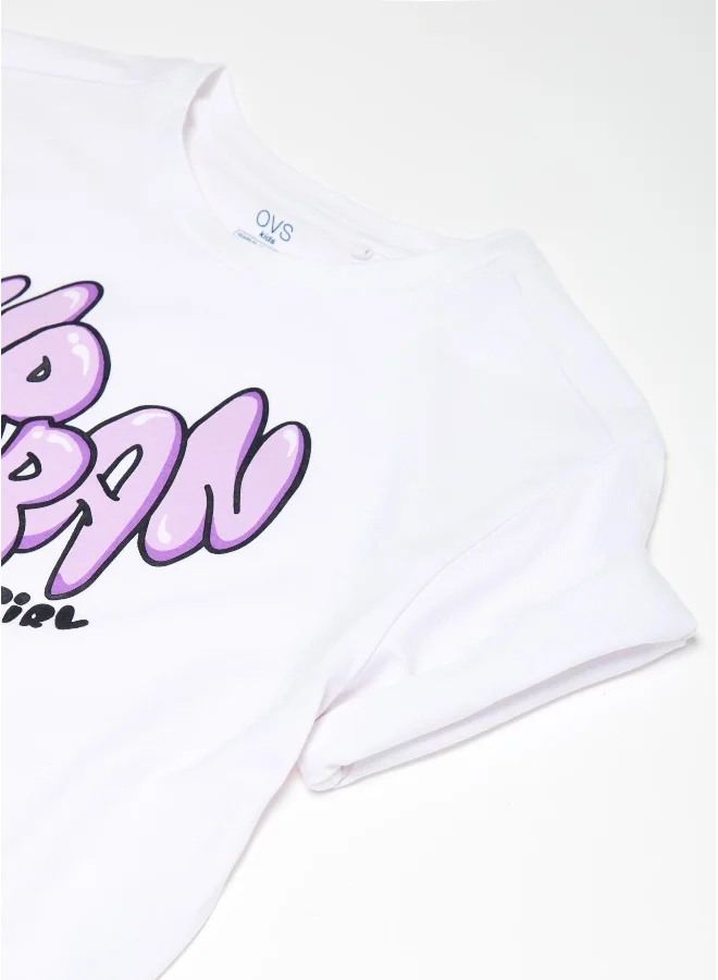 او في اس Cotton crop T-shirt with print