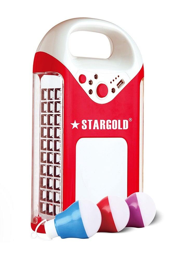 Stargold Rechargeable LED Emergency Lantern 3 Side Lights 3 Bulbs 