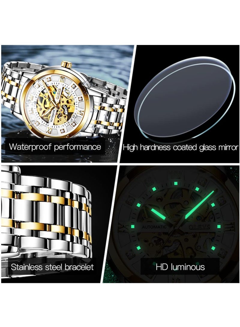 أوليفز ساعة OLEVS الرجالية الميكانيكية الفاخرة المرصعة بالألماس الهيكلي 9901 - Image 4