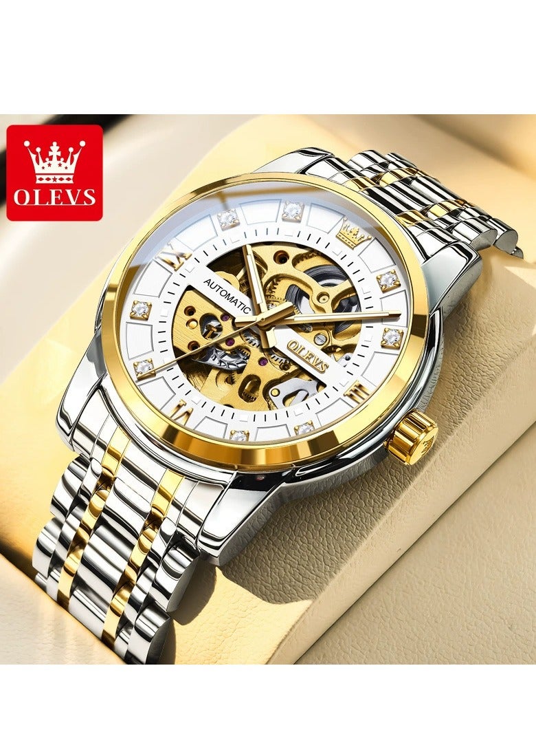 أوليفز ساعة OLEVS الرجالية الميكانيكية الفاخرة المرصعة بالألماس الهيكلي 9901 - Image 1