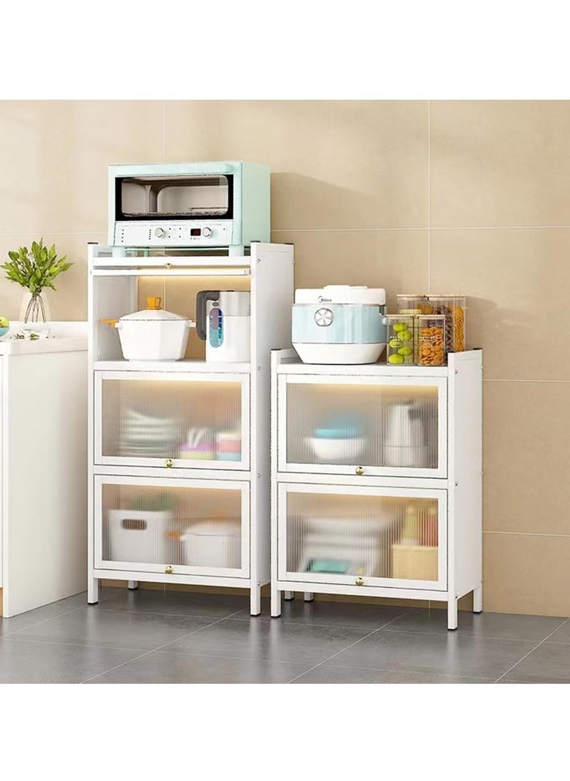 Hihonor Storage Shelves, Kitchen Bakers Rack with Storage Cabinet, White Storage Shelf Rack Storage Shelving Cupboard Organizer Bookcase Microwave Oven Stand for Living Room Bedroom Kitchen Closet (4 Tier)  - Image 5