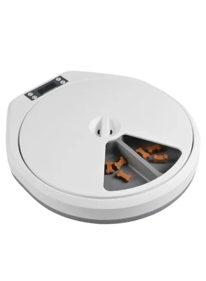 Duvo+ Automatic Pet Feeder 5 Meal Dispenser For Cat White/Grey - 33x36x6cm