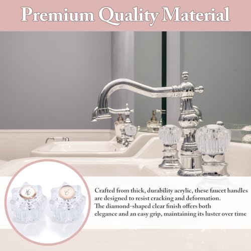 hansengroe Shower Knob Replacement Set 2 Piece, Shower Handle Faucet Replacement Compatible with Delta/Delex/Peerless, Hot and Cold Sink Faucet Knobs Replacement Parts Bathtub Faucet Repair Kit Include Screws - Image 5