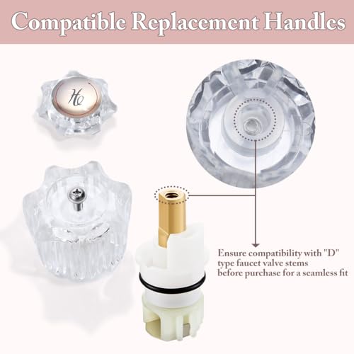 hansengroe Shower Knob Replacement Set 2 Piece, Shower Handle Faucet Replacement Compatible with Delta/Delex/Peerless, Hot and Cold Sink Faucet Knobs Replacement Parts Bathtub Faucet Repair Kit Include Screws - Image 4
