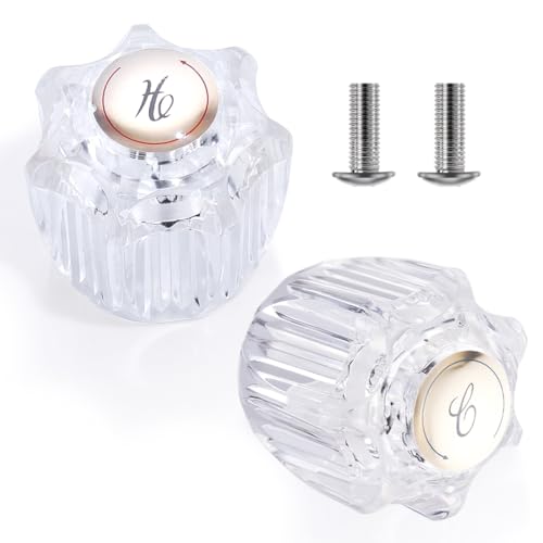 hansengroe Shower Knob Replacement Set 2 Piece, Shower Handle Faucet Replacement Compatible with Delta/Delex/Peerless, Hot and Cold Sink Faucet Knobs Replacement Parts Bathtub Faucet Repair Kit Include Screws - Image 1