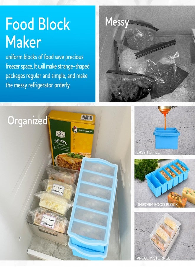 ZIP STANDING Silicone Freezer Trays with Lid,1/2-cup Soup Freezer Container large Ice Cube Molds with Reinforced Steel Ring Top for freezing Soup Sauce Broth Leftovers oven Dishwasher -Safe - Image 5