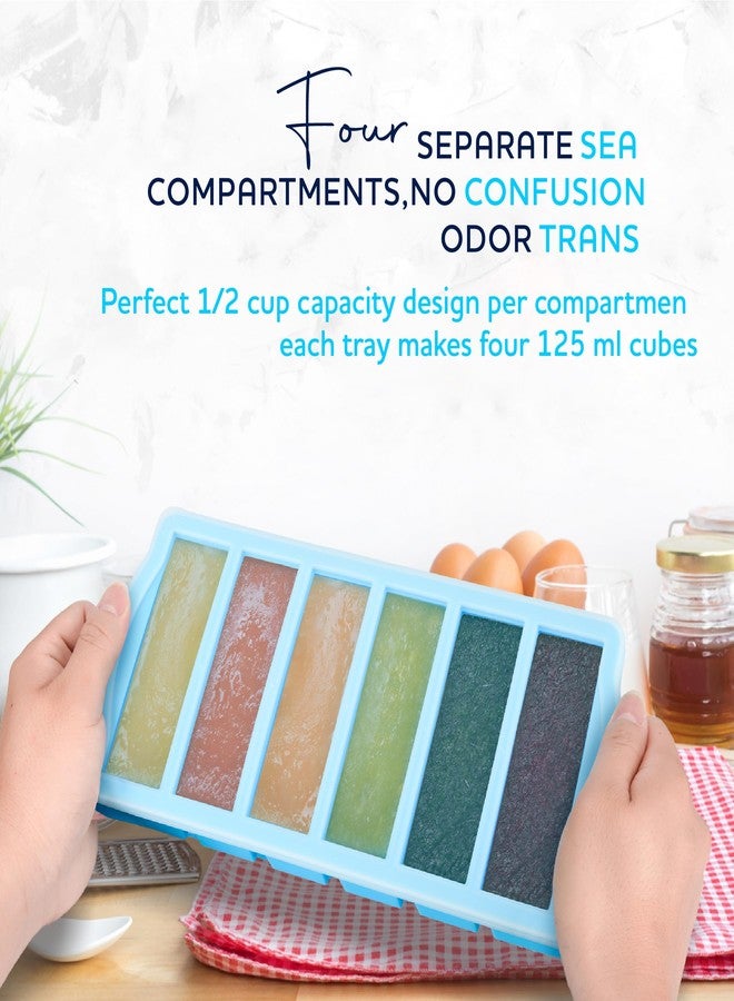 ZIP STANDING Silicone Freezer Trays with Lid,1/2-cup Soup Freezer Container large Ice Cube Molds with Reinforced Steel Ring Top for freezing Soup Sauce Broth Leftovers oven Dishwasher -Safe - Image 3