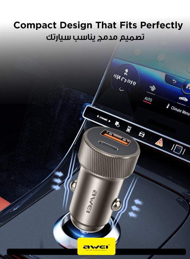 أوي شاحن سيارة 33W C-857 - منفذي USB-A وType-C مزدوجين، شحن سريع PD وQC لسلسلة iPhone 17/16/15/14، Samsung، Galaxy S23/S22/S21، iPad Pro، AirPods، Huawei والمزيد، تصميم مدمج وصديق للسفر - Image 4