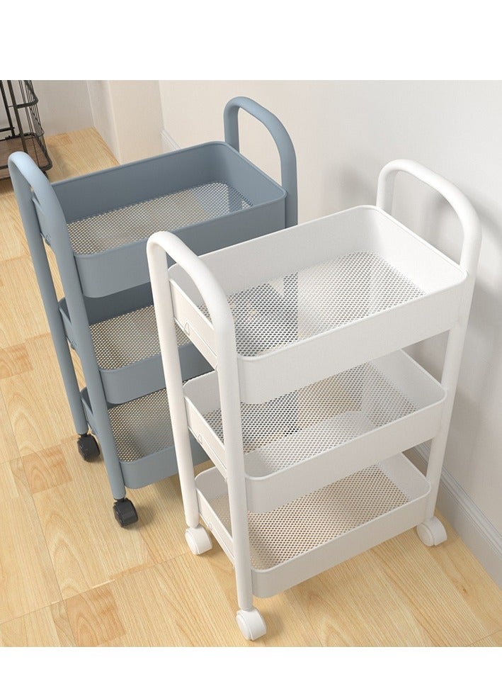 3-Tier Multipurpose Rolling Shelves Metal Cart Organizer White 77x43x30centimeter  - Image 5