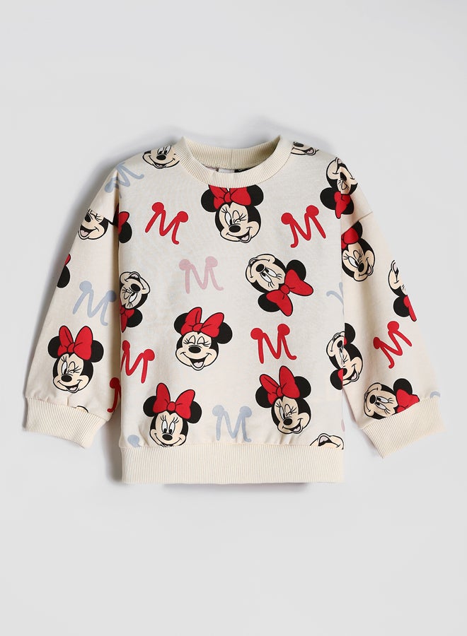 LC WAIKIKI Crew Neck Minnie Mouse Printed Girls Sweatshirt and Leggings Pants 2 Pack Set - Image 2