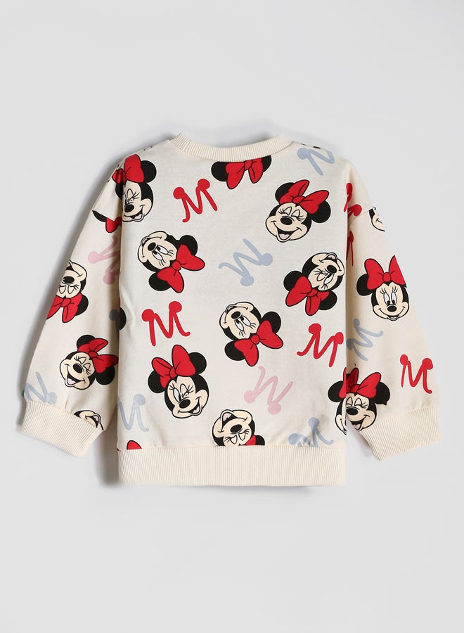 LC WAIKIKI Crew Neck Minnie Mouse Printed Girls Sweatshirt and Leggings Pants 2 Pack Set - Image 4