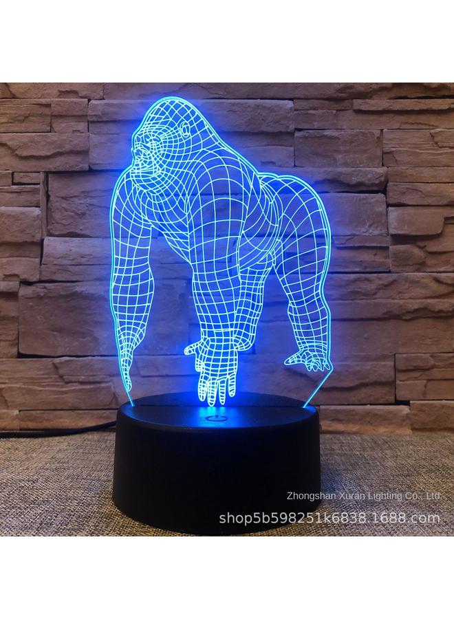 Bluejw New 3D Night Light Gorilla Series Black Touch Colorful Crack 16 Color USB Bedside Table Lamp - Image 4