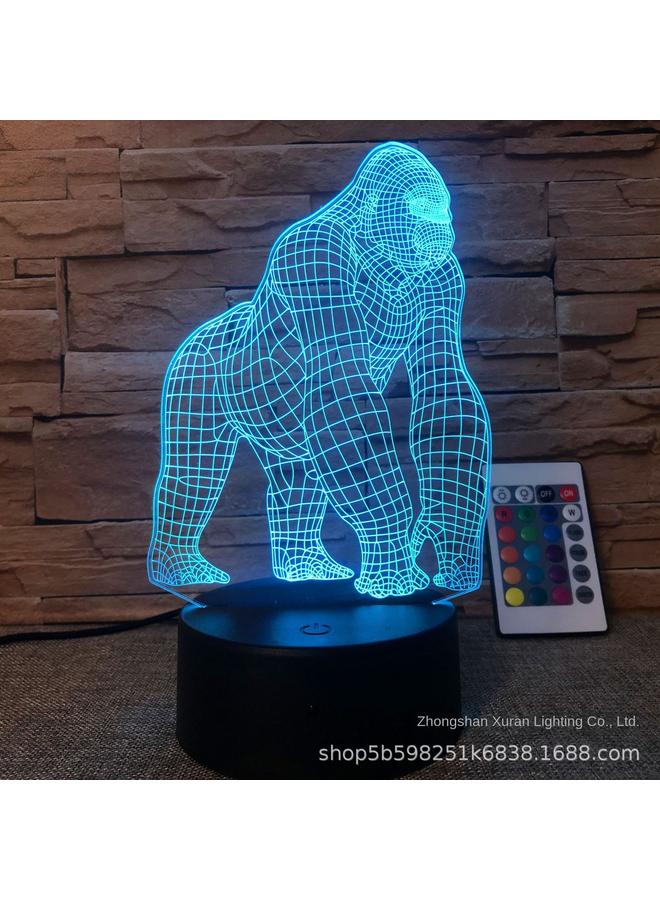 Bluejw New 3D Night Light Gorilla Series Black Touch Colorful Crack 16 Color USB Bedside Table Lamp - Image 1