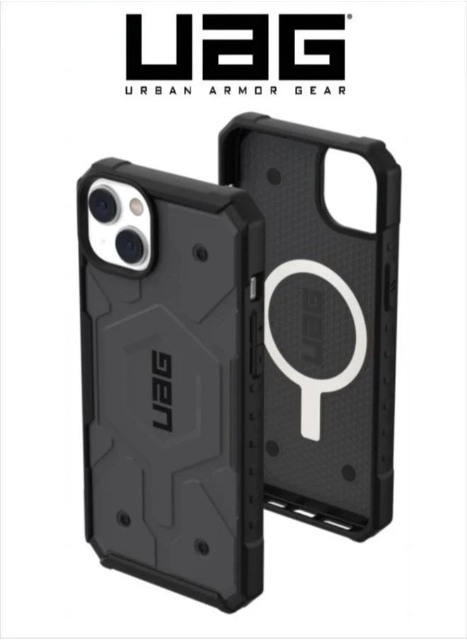 UAG - Apple iPhone 13 Case 6.1" Pathfinder Built-in Magnet Compatible with MagSafe Charging Slim Lightweight Shockproof Dropproof Rugged Protective Cover - Silver - Image 1