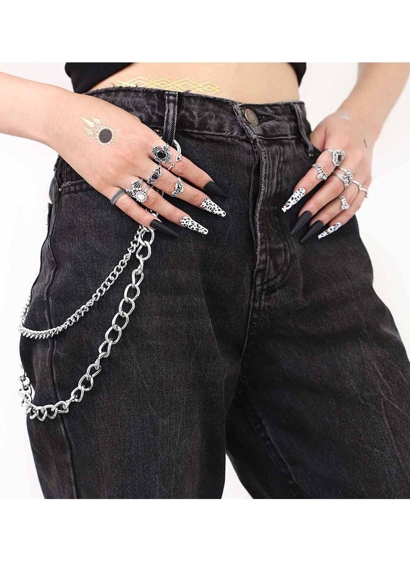 SYOSI Hip Hop Pants Jean Chain Goth Punk Silver Trousers Chains Biker Heavy Thick Wallet Pocket Chains Silver Keychains Body Jewelry for Men and Women (Silver) - Image 4