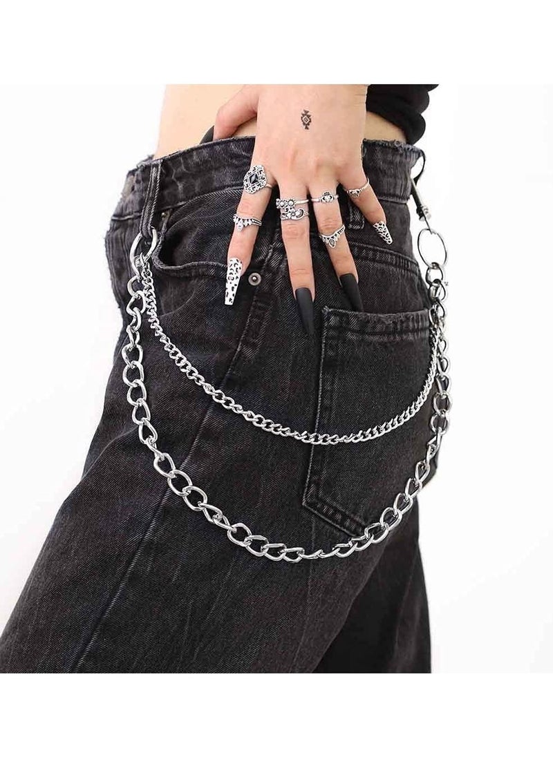 SYOSI Hip Hop Pants Jean Chain Goth Punk Silver Trousers Chains Biker Heavy Thick Wallet Pocket Chains Silver Keychains Body Jewelry for Men and Women (Silver) - Image 5