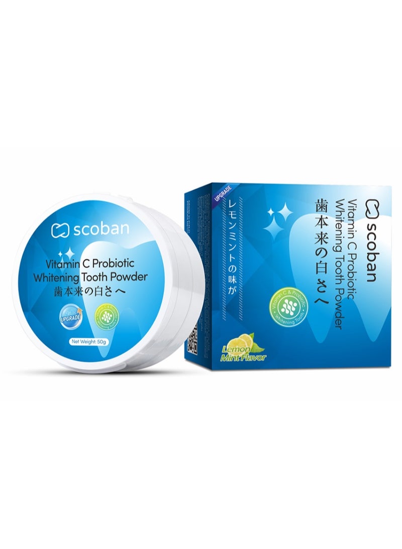 Scoban Vitamin C Probiotic Whitening Tooth Powder 50g – Teeth Whitening, Fresh Breath & Oral Care - Image 1