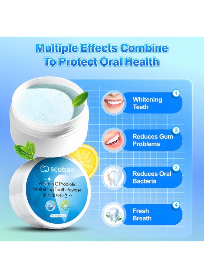 Scoban Vitamin C Probiotic Whitening Tooth Powder 50g – Teeth Whitening, Fresh Breath & Oral Care - Image 5