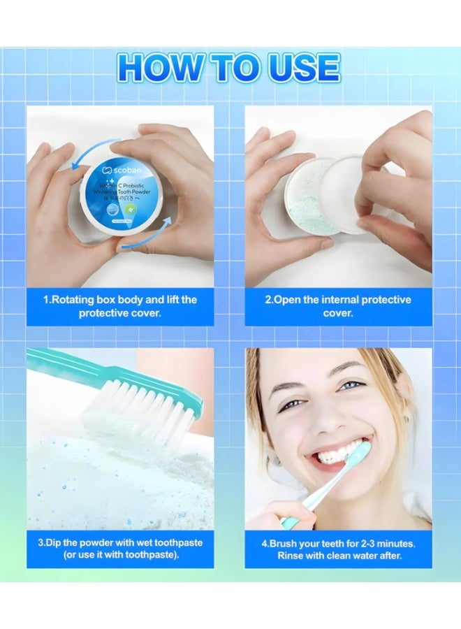 Scoban Vitamin C Probiotic Whitening Tooth Powder 50g – Teeth Whitening, Fresh Breath & Oral Care - Image 4